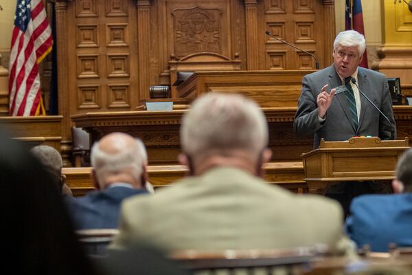 In the Senate Judiciary Committee, Republican state Sen. Bill Cowsert took issue with the Fulton County district attorney's criticism of Senate Bill 92. Cowsert is pictured at another hearing on Feb. 23, 2023, at the Capitol in Atlanta. (Alyssa Pointer/The Atlanta Journal-Constitution)