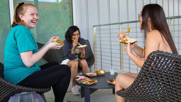 These Georgia Tech students try some of the new dishes that will be available through the school's dining services. PHOTO CONTRIBUTED.