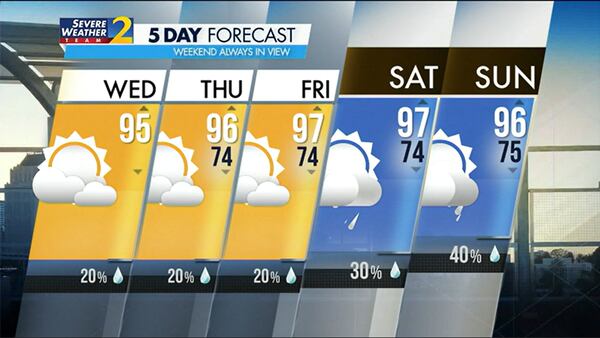 Five-day forecast for July 26, 2023.