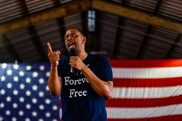 Georgia gubernatorial candidate Vernon Jones makes a speech during the 17th annual Floyd County GOP Rally at the Coosa Valley Fairgrounds on Saturday, Aug. 7, 2021 in Rome. (Photo: Troy Stolt / Chattanooga Times Free Press)