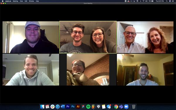 Rick Butgereit and Meg Reggie with family members discussing their Thanksgiving plans. Top left, Patrick Butgereit, Drew Reggie and girlfriend Lanie Bakeberg, Rick Butgereit and Meg Reggie. Bottom left, Chris Butgereit, Erin Butgereit, Sam Butgereit. (Contributed)