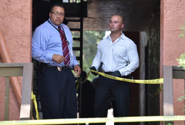 College Park police are investigating a shooting at Embarcadero Club Apartments. College Park Police Chief Keith Meadows said it appeared to be an attempted robbery of a resident at the apartment complex. Meadows said two people inside the apartment were killed and one of the robbery suspects was killed. A fourth person was wounded. BRANT SANDERLIN / BSANDERLIN@AJC.COM