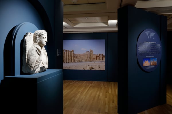 Ruth Allen, the Carlos Museum curator of Greek and Roman art, created a brief historical survey of ancient Palmyra in wall text and photographs and solicited responses from four Syrian refugee women living in Atlanta.