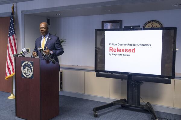 Fulton County District Attorney Paul L. Howard Jr. speaks with members of the media during a news conference at the Fulton County Courthouse in Atlanta on March 1, 2019. 