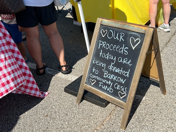 Nicole Harold, owner of Bruce & Sabby's dog bakery, planned to donate the day's proceeds to the Barrow Community Crisis Fund in the wake of a shooting at Apalachee High this week. Her business is one of dozens in the area that are finding ways to help. (Cassidy Alexander/AJC)