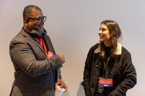 AJC reporter Caroline Silva, pictured with editor-in-chief Leroy Chapman, is a guest today on the "Politically Georgia" show.