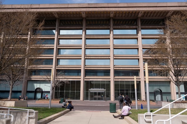 The building which houses the offices of the Institute of Museum and Library Services (IMLS), is seen, Thursday, March 20, 2025, in Washington. (AP Photo/Jacquelyn Martin)