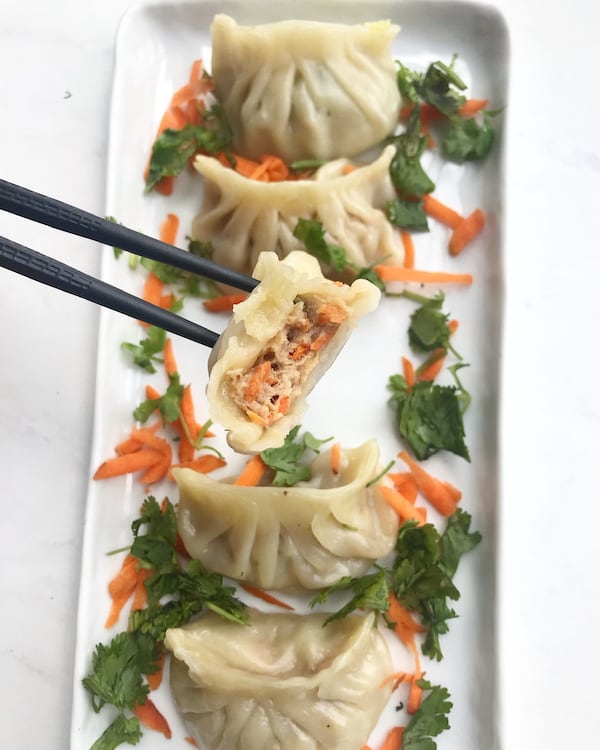 Kat's Dumps offers several varieties of dumplings. Picture here are the Thai chicken dumplings. Courtesy of Kat’s Dumps