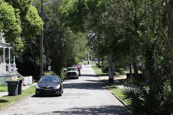 The block in Savannah, Georgia, where Texas billionaire Harlan Crow bought property from Supreme Court Justice Clarence Thomas. Today, the vacant lots Thomas sold to Crow have been replaced by two-story homes. (Photo Courtesy of Octavio Jones for ProPublica)