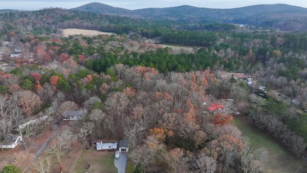 An aerial image of the Pine Log Wildlife Management Area in Bartow County, as seen in December.