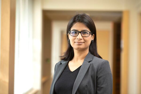 Environmental portrait of Dr. Janani Rajbhandari-Thapa at the University of Georgia Health Sciences Campus.