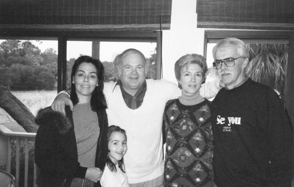 Lenore Conroy (from left), Susannah Conroy, Pat Conroy, Linda Mewshaw and Michael Mewshaw on Fripp Island, S.C., in 1990. CONTRIBUTED