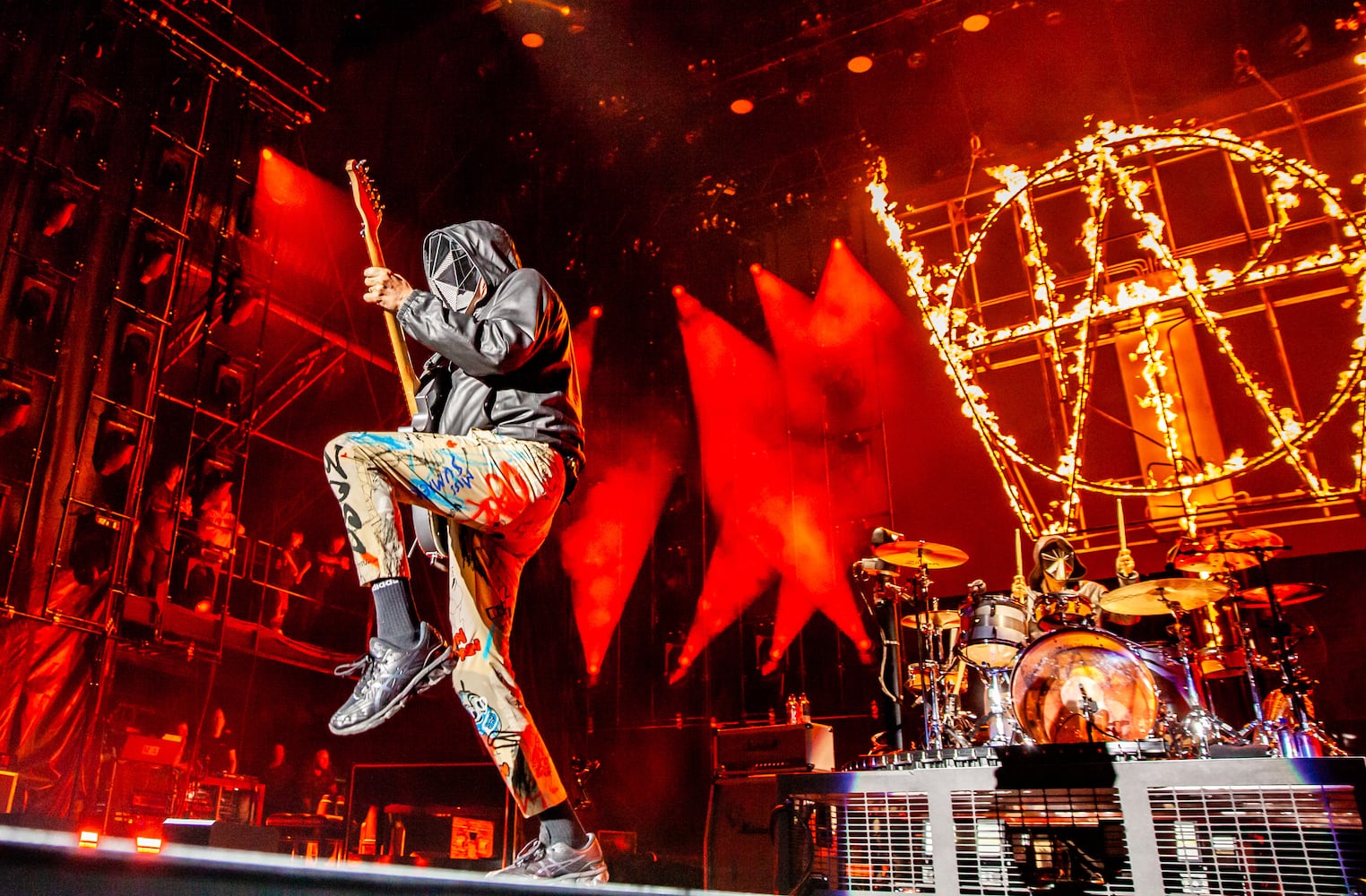 Headliner band Muse closes out the second day of the Shaky Knees Music Festival at Atlanta's Central Park on Saturday, May 6, 2023. (RYAN FLEISHER FOR THE ATLANTA JOURNAL-CONSTITUTION)
