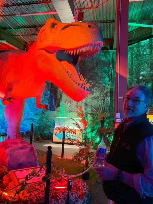 Paleontologist Gregory Erickson helped create Dino Safari along with Atlanta-based Imagine Exhibitions. It will be at North Point Mall in Alpharetta through April, 2022. RODNEY HO/rho@ajc.com