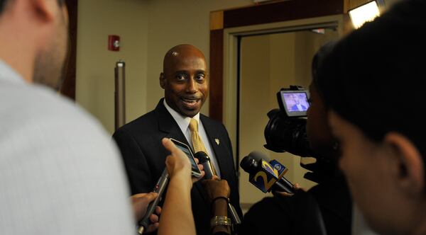 Clayton County Board of Commissioners Chairman Jeff Turner talks to reporters after a referendum to join MARTA for the November ballot passed during a meeting of Clayton County's Board of Commissioners Tuesday, July 1, 2014, in Jonesboro, Ga. If approved by voters, the transportation measure would usher in the first additional county since the inception of the transit authority. David Tulis / AJC Special