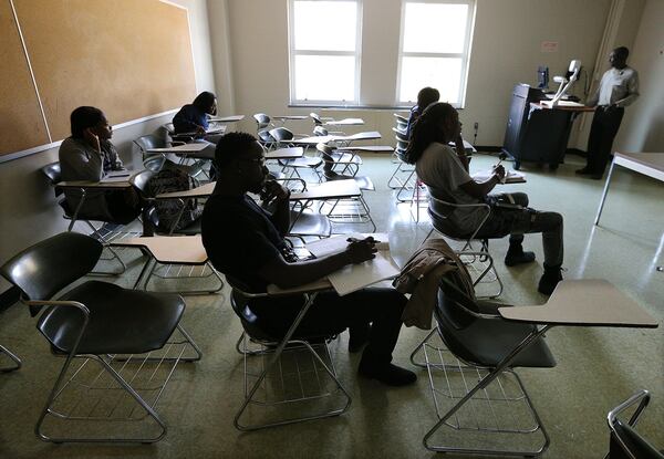 Eronini Egbujor teaches French class at Paine College on Wednesday, Nov. 1, 2017, in Augusta. (Curtis Compton / ccompton@ajc.com)