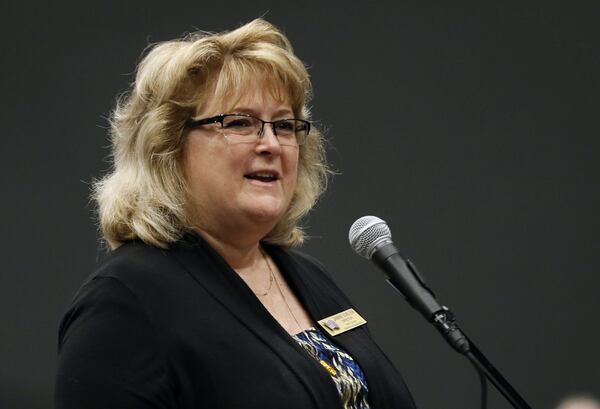 6/13/18 - Marietta - Cobb Elections Director Janine Eveler speaks during the public comment period. The Secure, Accessible & Fair Elections (SAFE) Commission held it’s first public meeting today in Marietta to discuss how to replace Georgia’s electronic voting machines. The group will study options for the state’s next voting system. Georgia’s current digital voting machines lack a verifiable paper trail to conduct recounts or check the accuracy of election results. Bob Andres / bandres@ajc.com Bob Andres / bandres@ajc.com