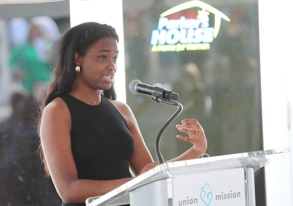 Sanielle Jones was one of the 222 women that found shelter and needed services at Parker's House over the past year. Jones told a portion of her story during the 1st anniversary celebration for Parker's House on Wednesday, September 6, 2023.