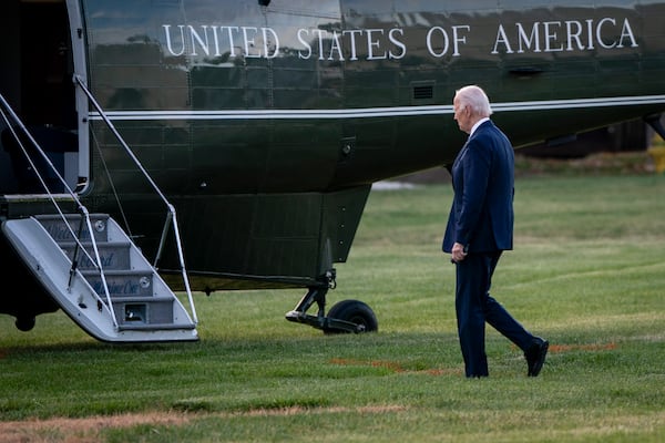 
                        FILE — President Joe Biden departs Bethesda Landing Zone in Bethesda, Md., Oct. 29, 2024. The president does not regret debating Donald Trump in June, only not changing the timing because he had a cold. (Haiyun Jiang/The New York Times)
                      