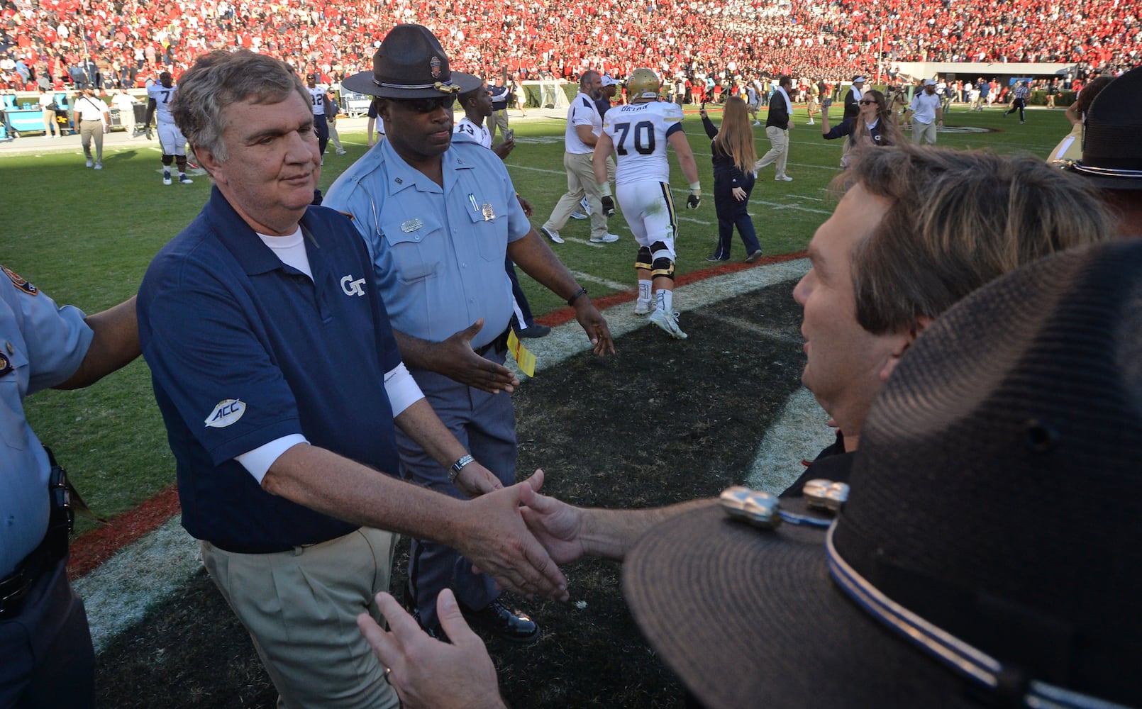 Jackets celebrate against the SEC