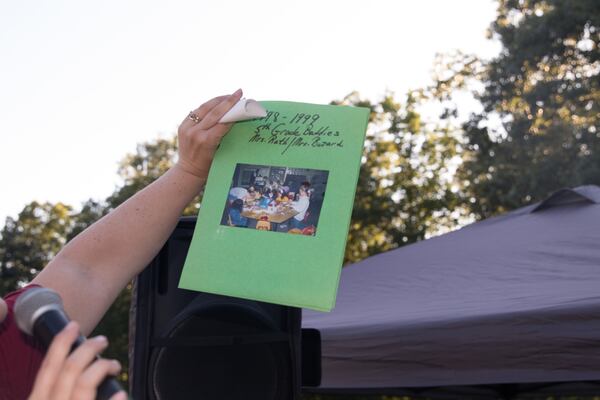 Rocky Mount Elementary School Principal Peggy Fleming recently opened a time capsule at the school from 1999. 