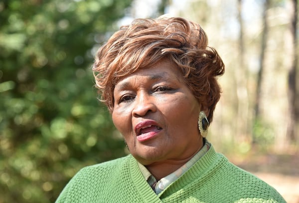 Bobbie Hart, co-founder of Troup Together, speaks near the site where Austin Callaway was found shot on a rural country road in 1940. “I don’t know what Austin experienced, but it must have been horrendous,” says Hart. HYOSUB SHIN / HSHIN@AJC.COM