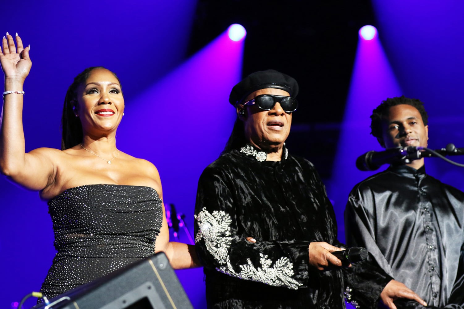 Stevie Wonder entertained a sold-out State Farm Arena crowd on Saturday, October 19, 2024. He was escorted on stage by his daughter Aisha Morris and son Kailand Morris on his "Sing Your Song! As We Fix Our Nation's Broken Heart" tour.
Robb Cohen for the Atlanta Journal-Constitution