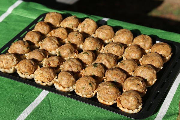 Boudin tarts are served at the Acadiana Bacon Fest and Boudin Cook-Off in Lafayette, Louisiana. Contributed by Robert Carriker