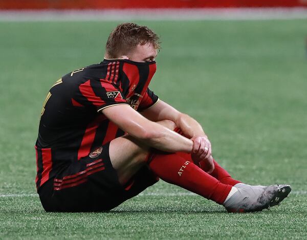 Atlanta United midfielder Julian Gressel reacts to falling 2-1 to Toronto FC in the Eastern Conference Final on Wednesday, October 30, 2019, in Atlanta.   Curtis Compton/ccompton@ajc.com