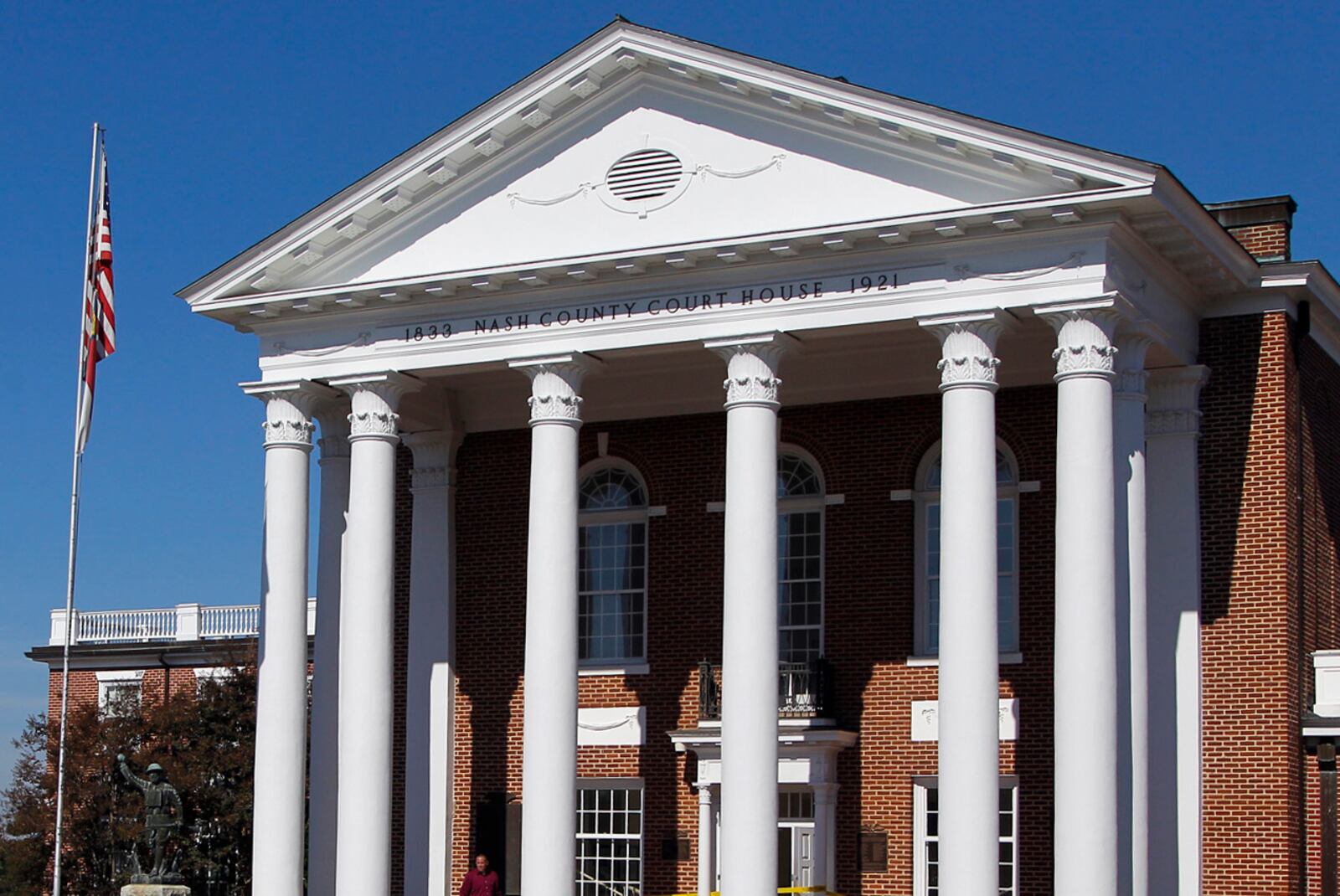 FILE - The Nash County Courthouse is in Nashville, N.C., on Tuesday, Oct. 28, 2014. (Chris Seward/The News & Observer via AP, File)