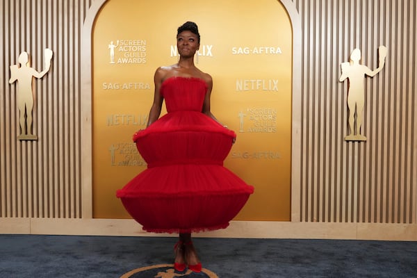 Danielle Deadwyler arrives at the 31st annual Screen Actors Guild Awards on Sunday, Feb. 23, 2025, at the Shrine Auditorium in Los Angeles. (Photo by Jordan Strauss/Invision/AP)