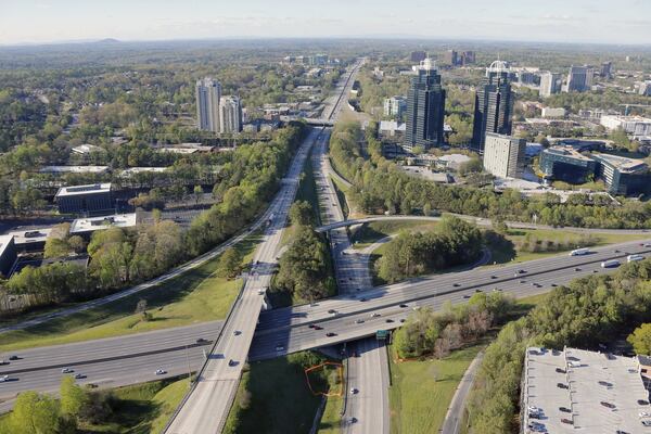 Ga. 400 and I-285 near the King and Queen buildings in Sandy Springs. BOB ANDRES /BANDRES@AJC.COM