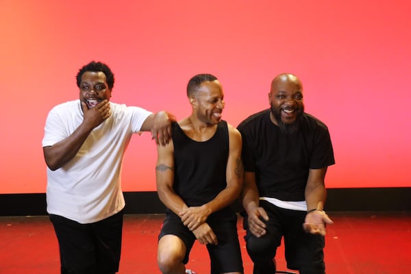 From left, Enoch King, Eugene H. Russell IV and Neal Ghant play longtime friends trying to figure out life while they play basketball. Photo: Courtesy of True Colors Theatre Company