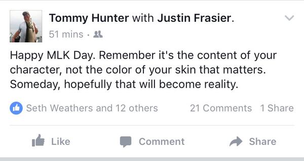 A recent Facebook post from Gwinnett County Commissioner Tommy Hunter.