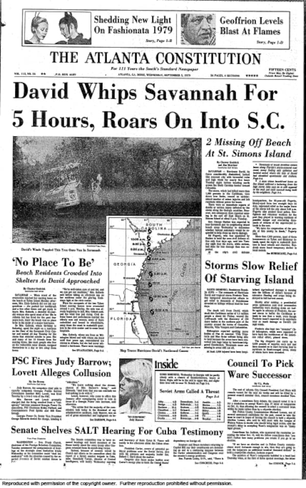 Hurricane David, having already battered parts of the Caribbean and Florida, vented its fury on Savannah and the Georgia coast in September 1979.