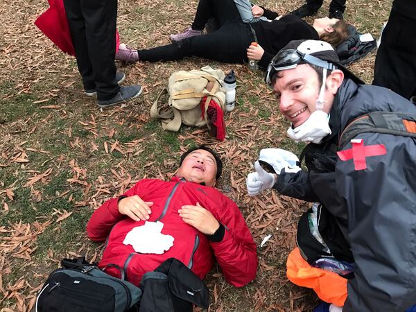 AJC Multimedia photojournalist Hyosub Shin was pepper sprayed while covering Inauguration protests in Washington D.C. Friday, Jan. 20, 2017