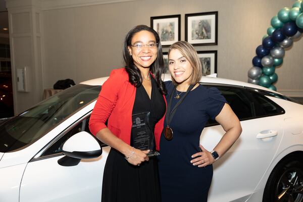 Chattahoochee Technical College math instructor Adrienne Baldwin (left) and Janette Velez, a student at Columbus Technical College, received this year's top awards from the Technical College System of Georgia. (Courtesy photo) 