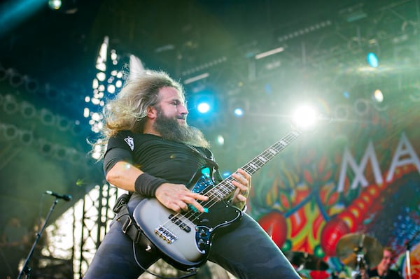 Mastodon's Troy Sanders performs on stage during the first day of the Shaky Knees Music Festival at Central Park in Atlanta on Friday, May 8, 2015. The Pixies, Mastodon, The Strokes, TV on the Radio, Manchester Orchestra and many more artists all performed on Friday. JONATHAN PHILLIPS / SPECIAL