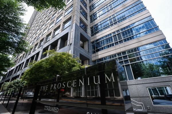 Views of the exterior of the Proscenium building in Midtown shown on Aug. 5. (Natrice Miller/AJC 2024)