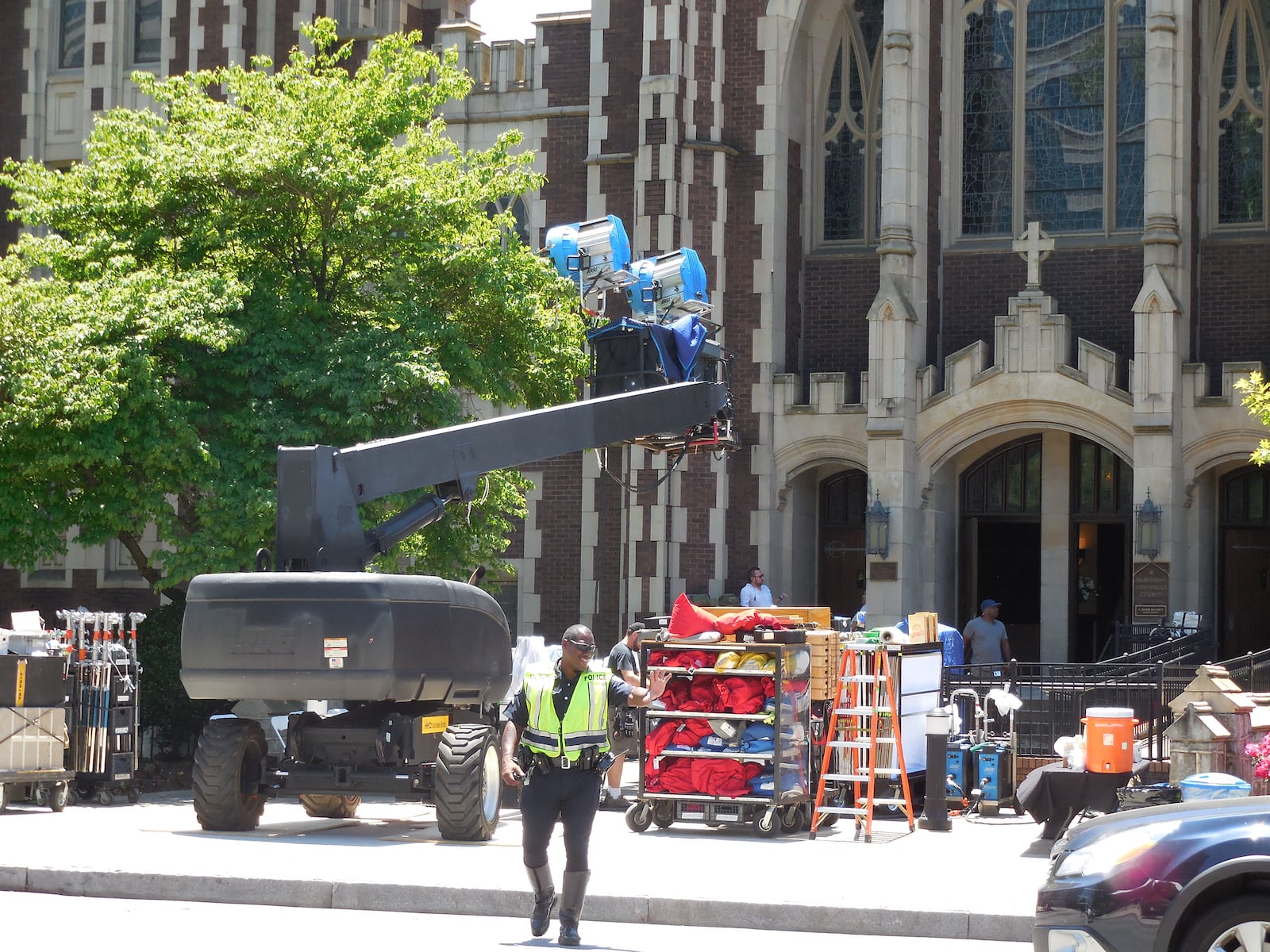 Officers had to stop traffic a few times during filming. Photos: Jennifer Brett