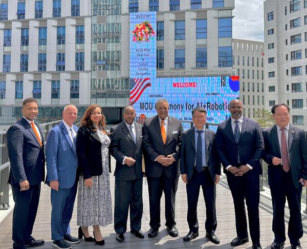 A delegation of Fulton County leaders, including Chairman Rob Pitts (center), visited South Korea in April to recruit business investment to the county's Southside.