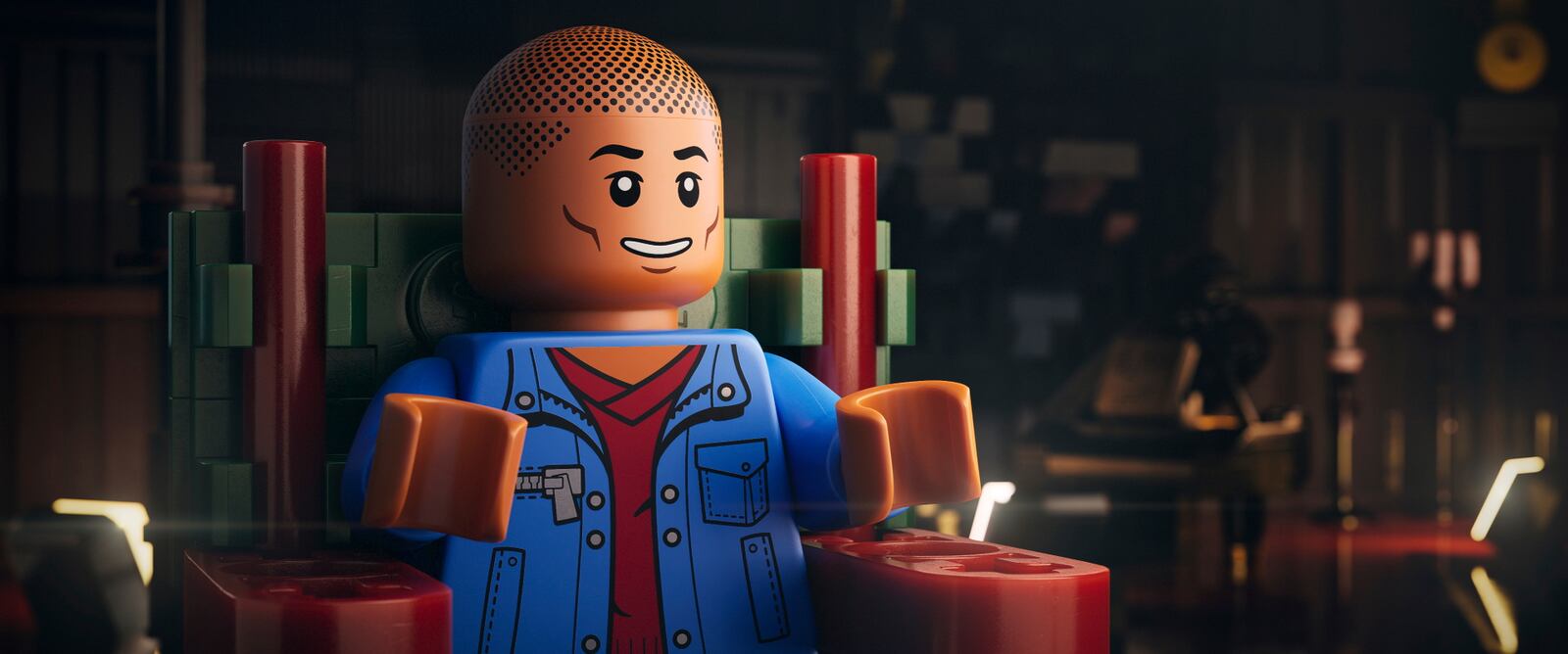 This image released by Focus Features shows a lego character voiced by Pharrell Williams in a scene from "Piece By Piece." (Focus Features via AP)