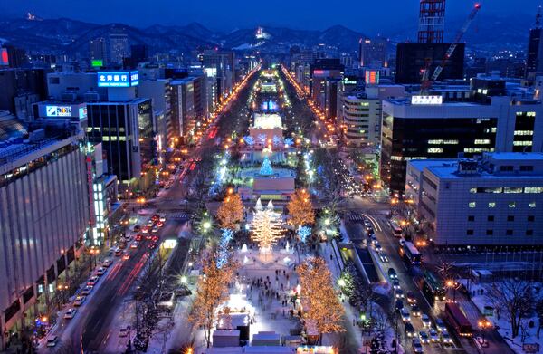 Odori Park in downtown Sapporo, Japan, is the main site of the of the Sapporo Snow Festival in February.
Courtesy of the City of Sapporo