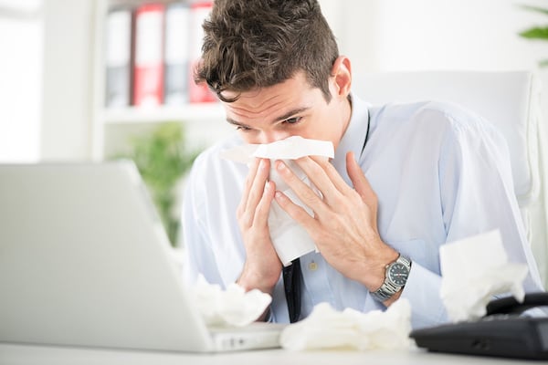 If you are sick with the flu, don’t go into the office. Those sick with flu should be free of a fever, without the use of a fever reducer, for at least 24 hours before returning to school or work. CONTRIBUTED