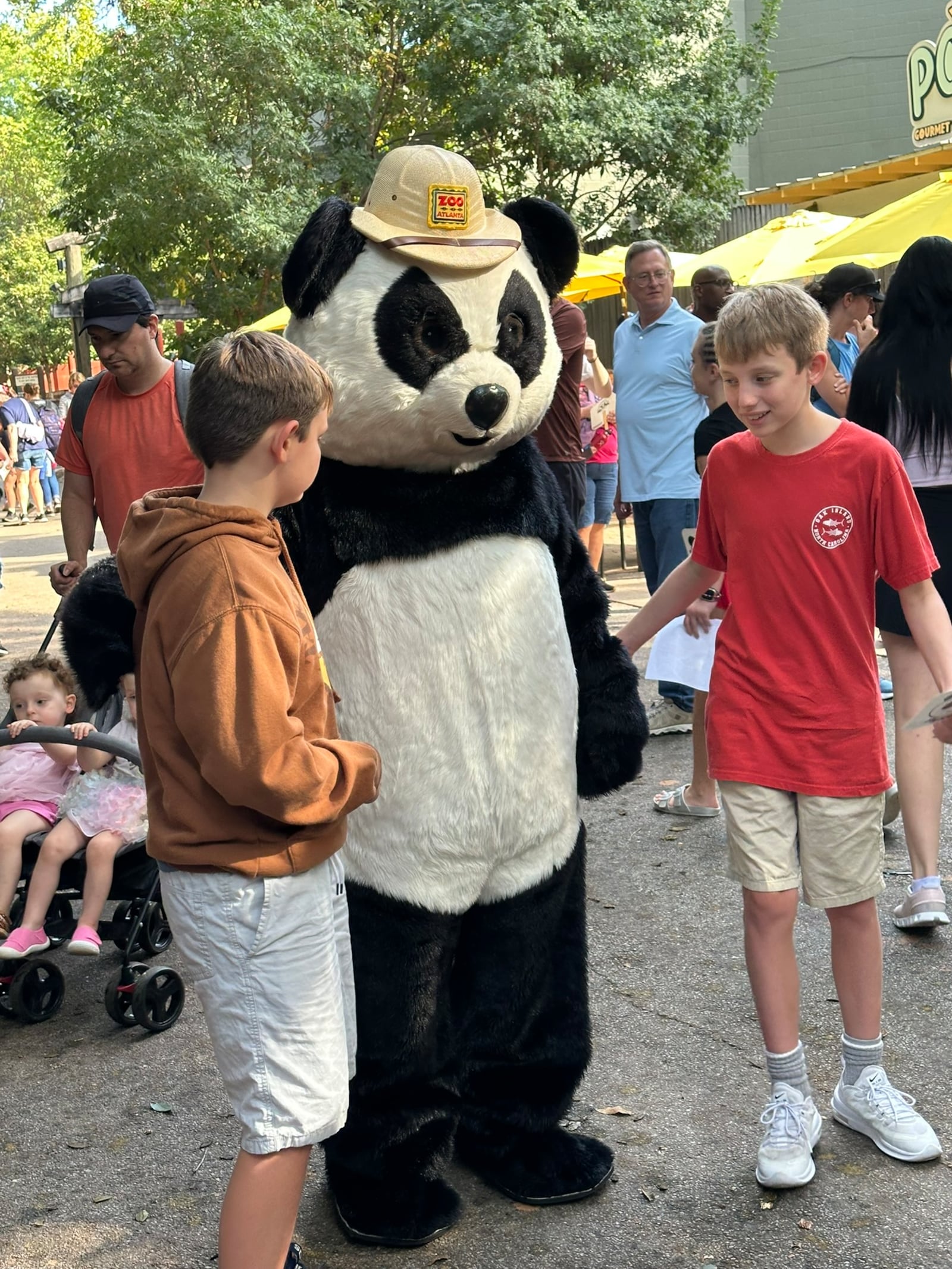 Zoo Atlanta's "Panda-palooza" farewell party Oct. 5, 2024 featured a person dressed in a panda outfit. RODNEY HO/rho@ajc.com