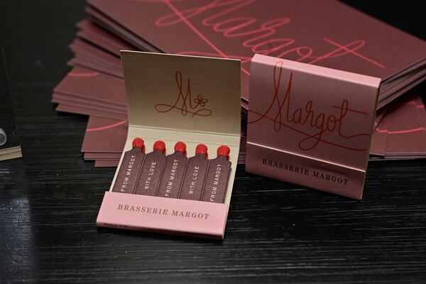 Signature stationery and matches were made available at the grand opening party for Brasserie Margot. (Courtesy of Kimberly Evans)