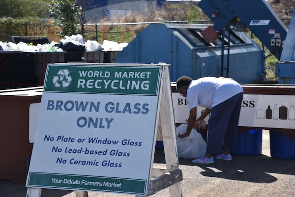 FOR USE WITH DEKALB FARMERS MARKET STORIES ONLY February 24, 2017 Decatur - Recycling center at DeKalb Farmers Market on Friday, February 24, 2017. For a guide to the DeKalb Farmers Market. HYOSUB SHIN / HSHIN@AJC.COM