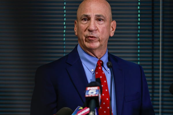 Prosecuting Attorneys’ Council of Georgia Executive Director Peter J. Skandalakis speaks during a press conference announcing the charging decision in the Rayshard Brooks case on Tuesday, August 23, 2022.