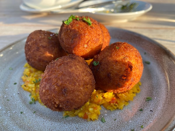 Pimento cheese-filled arancini offer some of the most flavorful bites at Drawbar.
Ligaya Figueras / ligaya.figueras@ajc.com