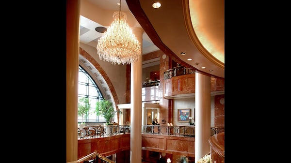 A look at the extensive marble from the second floor of the Four Seasons Atlanta.